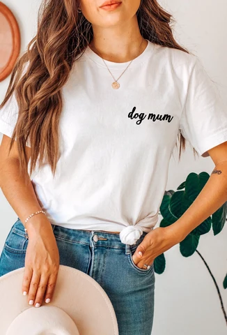 Женская футболка с коротким рукавом dog mum футболка с карманами