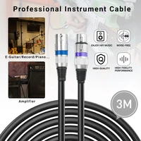 electric guitar bass record microphone cable 3m audio cable audio mic splitter for audio applications xlr male to xlr female amp