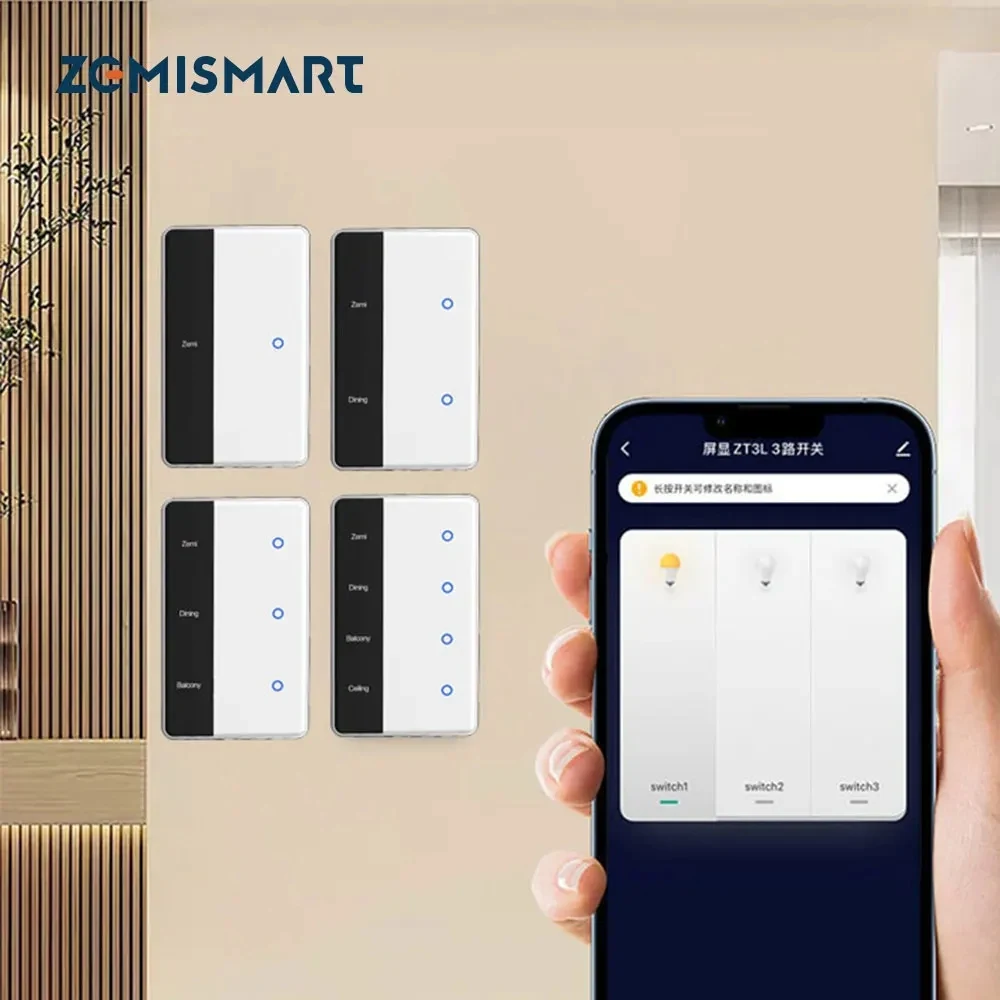 Фото Умный настенный выключатель Zigbee DIY с сенсорным экраном (тип США) для Tuya, поддерживает Home Assistant через Z2M ZHA №1