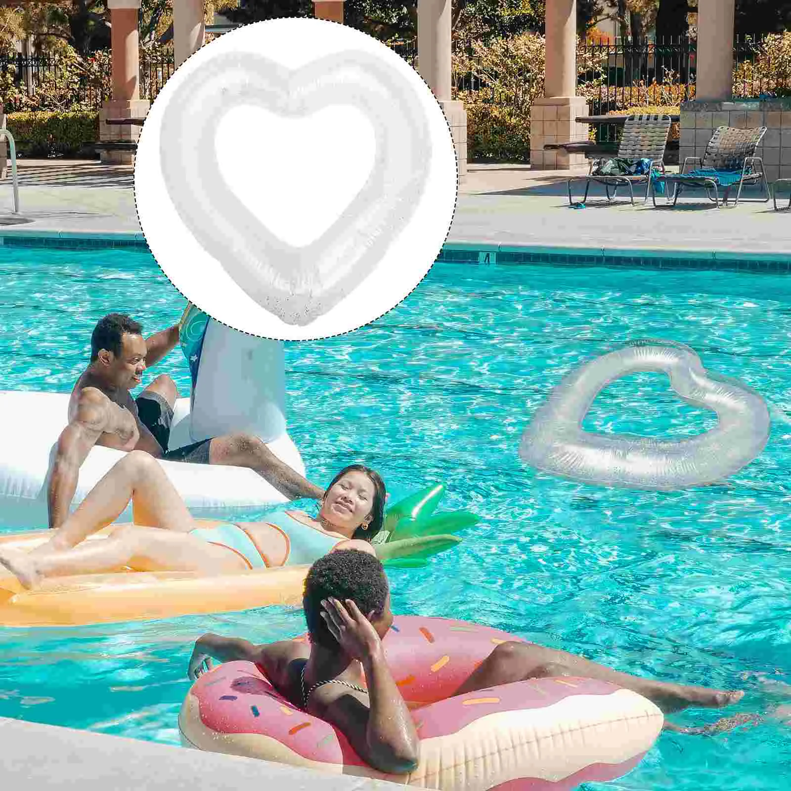 

Kids Beach Toys Heart Shaped Swimming Ring Supplies Float Water Floating White Pvc Heart-shaped Pool Baby