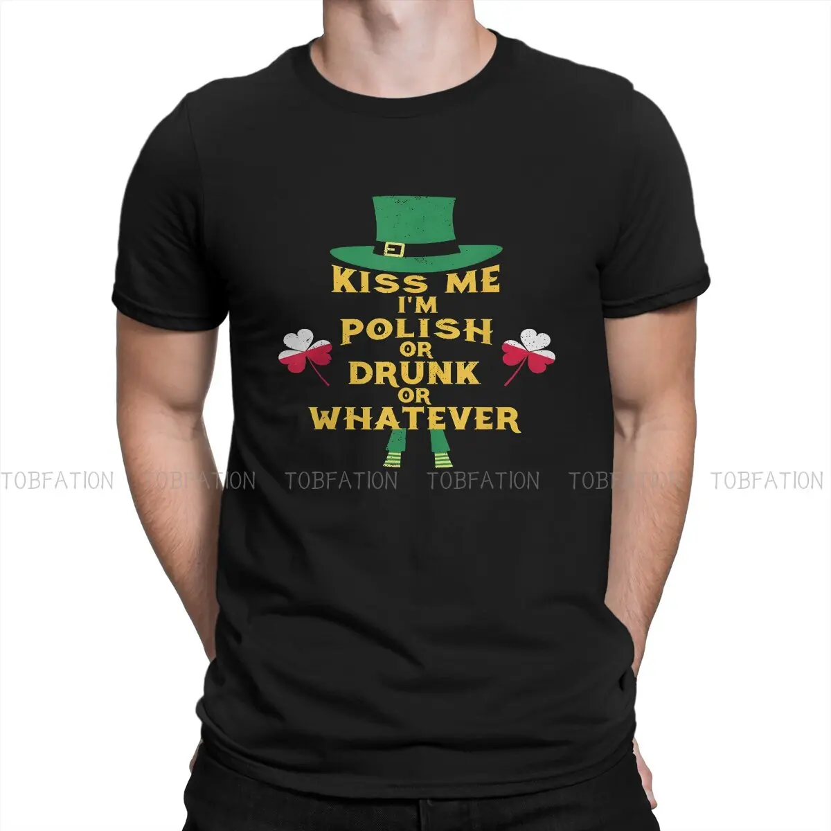 

Kiss Me I'm Polish Hip Hop TShirt St. Patrick's Day Irish Shamrock Style Tops Casual T Shirt Men Tee Special Gift Clothes