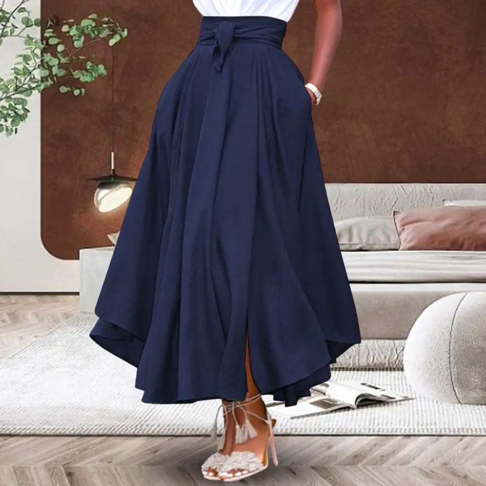 Женская юбка модная мягкая свободная летняя с большим подолом и высокой талией
