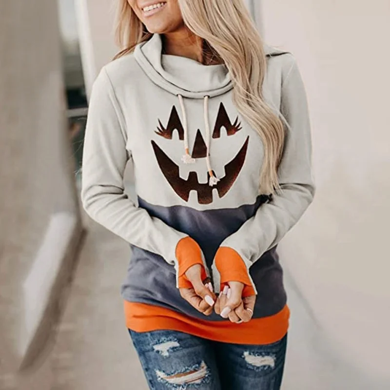 Women Pumpkin Printed Hooded Sweatshirts New Loose Warm Pullovers Festive Clothing 22 Styles Halloween Christmas Holiday Costume