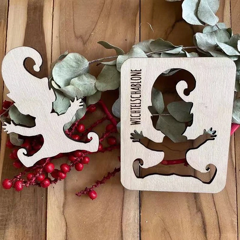 Рождественский гном в форме деревянного трафарета шаблон следов украшение для