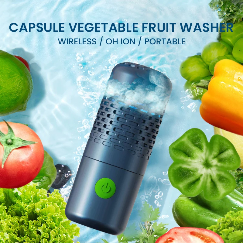 

Capsule Shape Fruit Vegetable Washing Machine Fruit Cleaner Protable Wireless Meat Food Pesticide Disinfect Purifier IPX7
