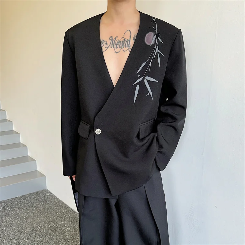 Осенняя новая китайская мужская одежда без воротника дизайн Sense Cuizhu повседневный