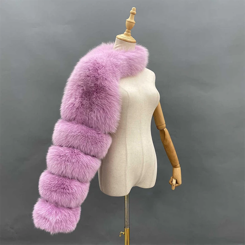 Fashion Winter High Quality Short Faux Fox Fur Coat Women 2022 One Shoulder Long Sleeve Warm Mink Jackets Furry Coat Femme Top