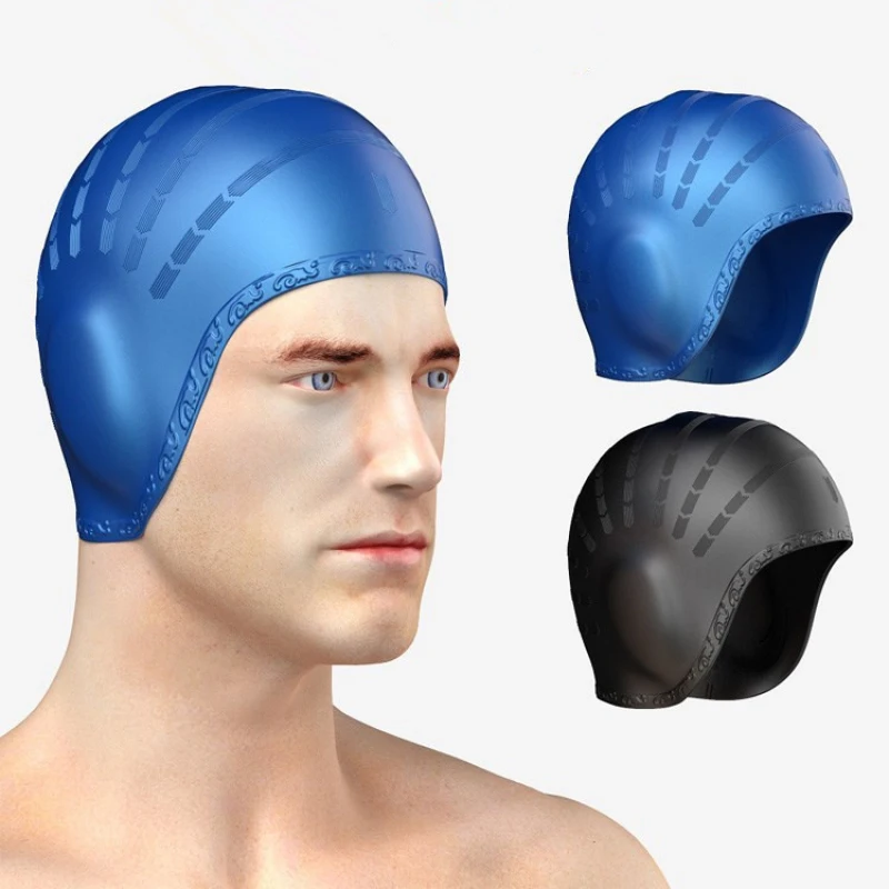 

Flexible Silicone Gel Ear Bathing Swimming Cap Men Women Long Hair Sports Waterproof Swim Pool Cap Cover for Adult