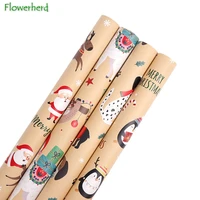 10pcslot new cartoon christmas gift wrapping paper christmas decoration santa elk flowers paper tissue paper craft paper