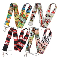 mickey mouse keychain lanyards id badge holder id card pass gym mobile phone badge holder key strap webbings ribbons gifts