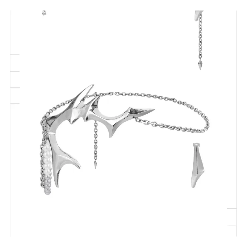 Металлическая цепочка для лица в стиле Y2K Punk, маска для глаз в стиле Cyber Grunge с жемчужными кисточками, унисекс-аксессуар для вечеринок и рейвов, эффектный аксессуар для костюма. (art.: 3920dca370b30) - 3920dca370b30