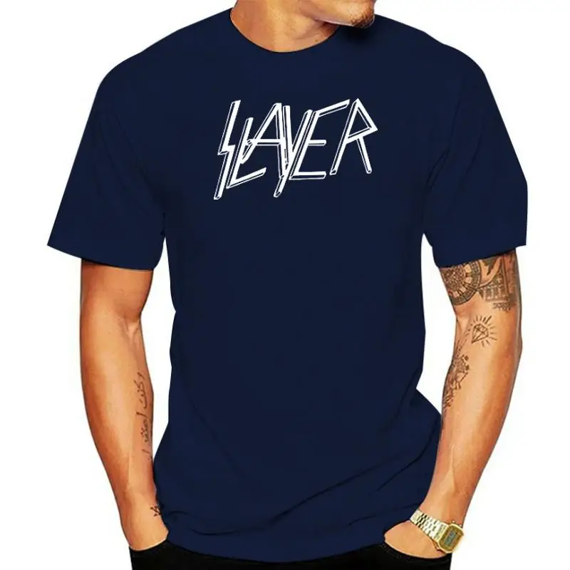 

Men Oversized Tops Tees T-Shirt O Neck Cotton Mens T Shirt Slayer Rock Music Summer New Fashion Tops Print Tees Casual