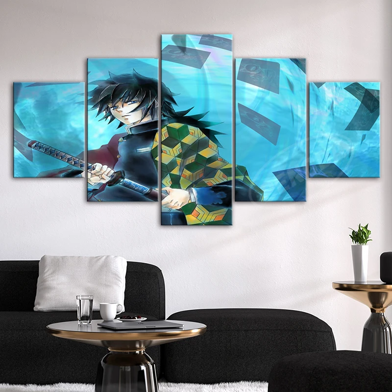 

Home Decor Modular Pictures Tomioka Giyuu Posters 5 Pieces Demon Slayer Anime Canvas Painting Kids Room Wall Art Hd Prints Frame