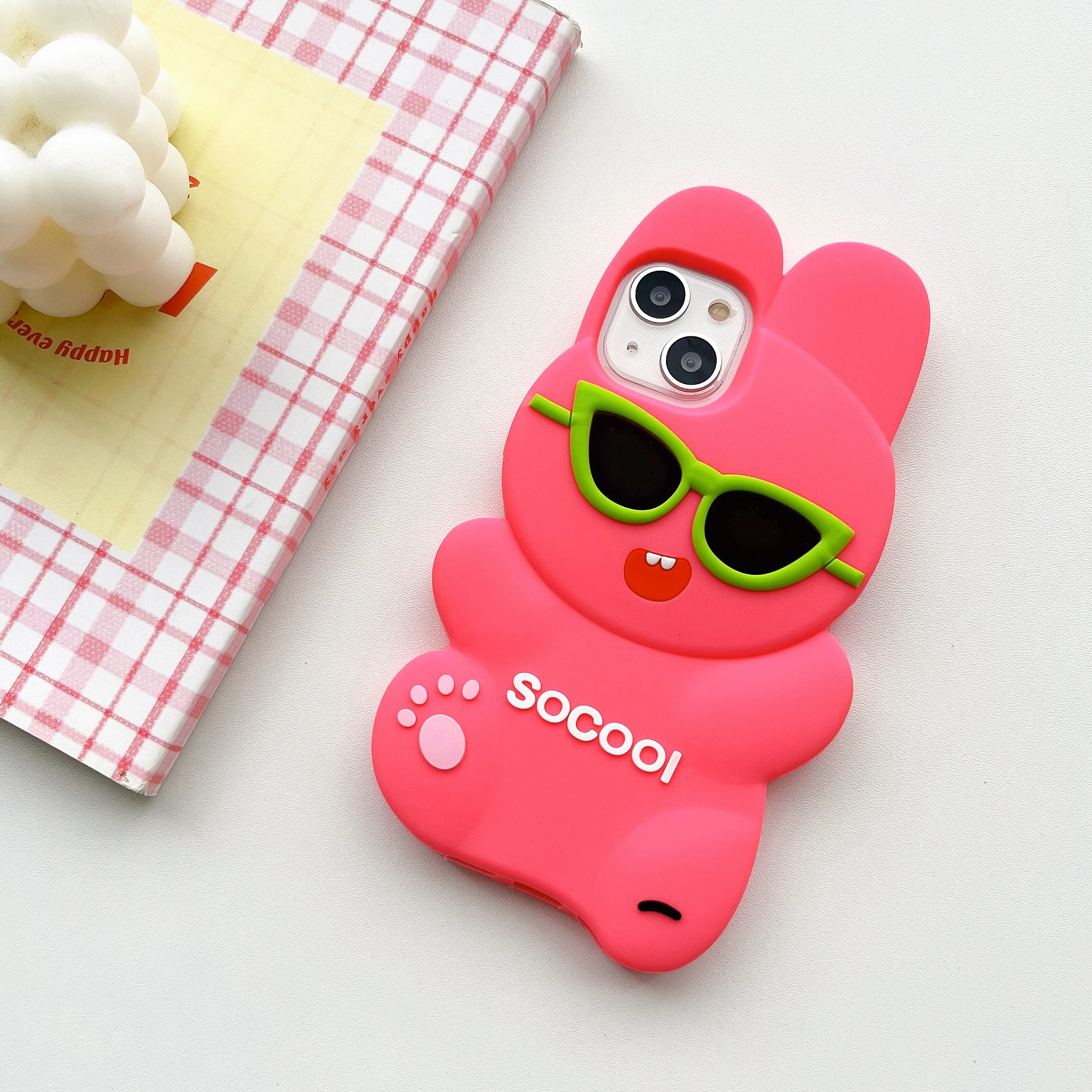 

So Cool 3D Cartoon Cute Sunglasses Rabbit Soft Silicone Back Cover For iPhone 11 12 13 14 Pro Max Phone Cases Coque Fundas Capa