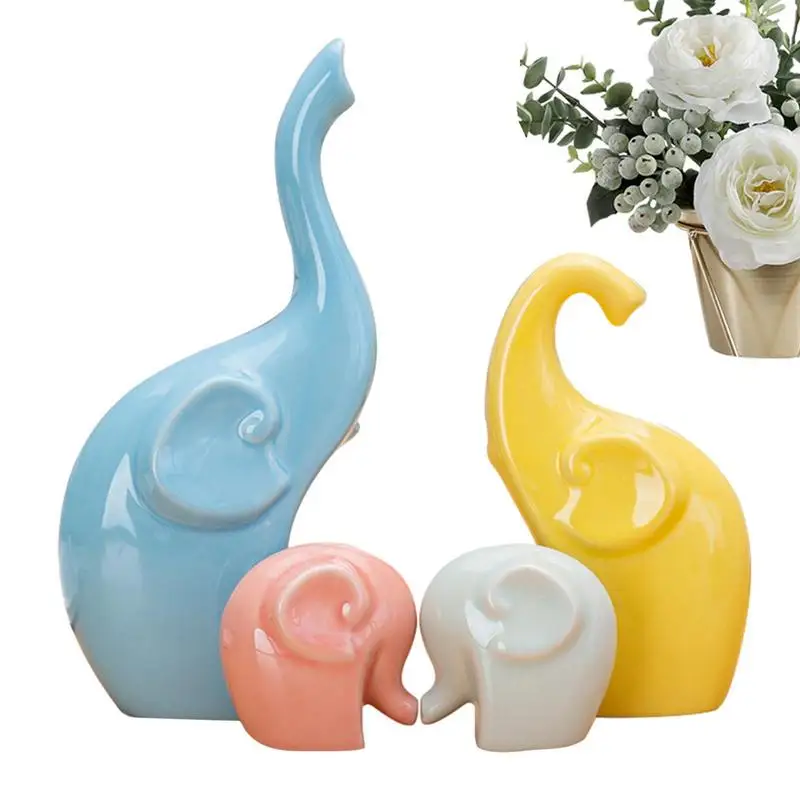 

Elephant Family Sculpture Decorative Statue Figurines Small Family Décor Handmade Ceramics Sculpture Housewarming Gift For