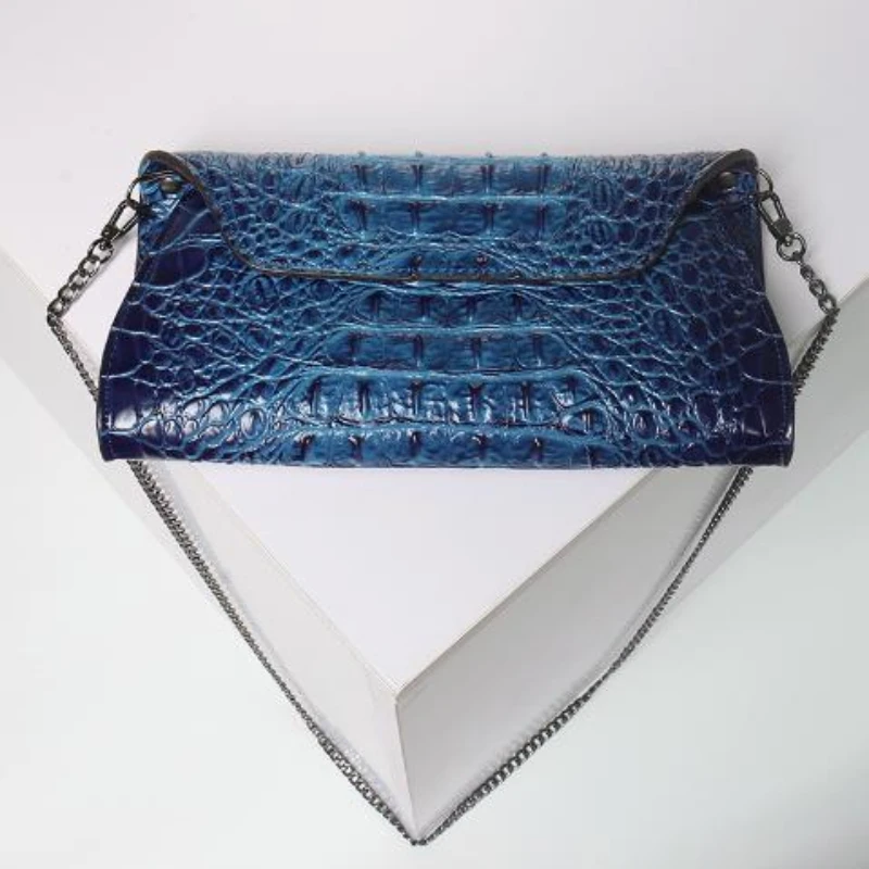 New Luxury Genuine Leather Chain Bag European and American Leather Crocodile Pattern Single Shoulder Messenger Bag Dinner Bag