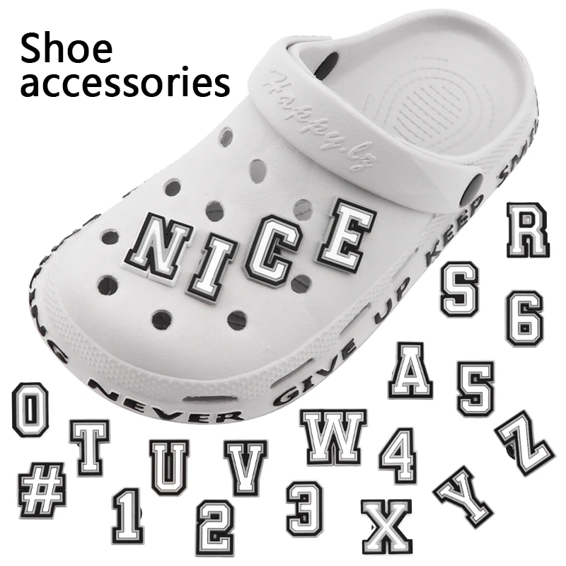 

1Pcs 26 Letters Croc Charms PVC Shoes Decoration 0-9# Number Alphabet jibbtz Pins Croc Accessories For Men Women Sandals Slipper