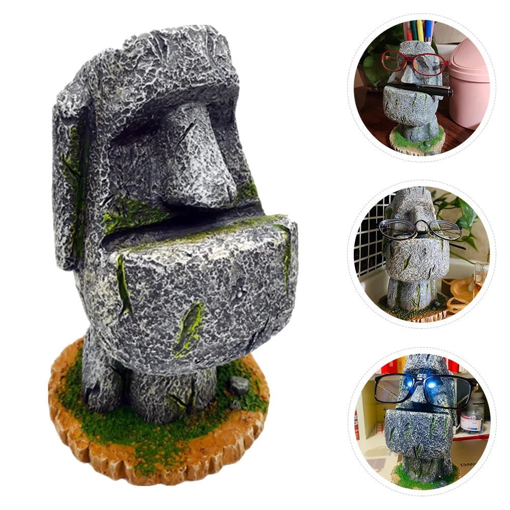 

Stone Portrait Desk Topper Desktop Case Resin Craft Decor Topper Stand Practical Brush Table Stationery organizer