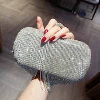 luxury tassel crystal evening bag woman cluthes for weddings girls ceremonies party bling purse silver bags
