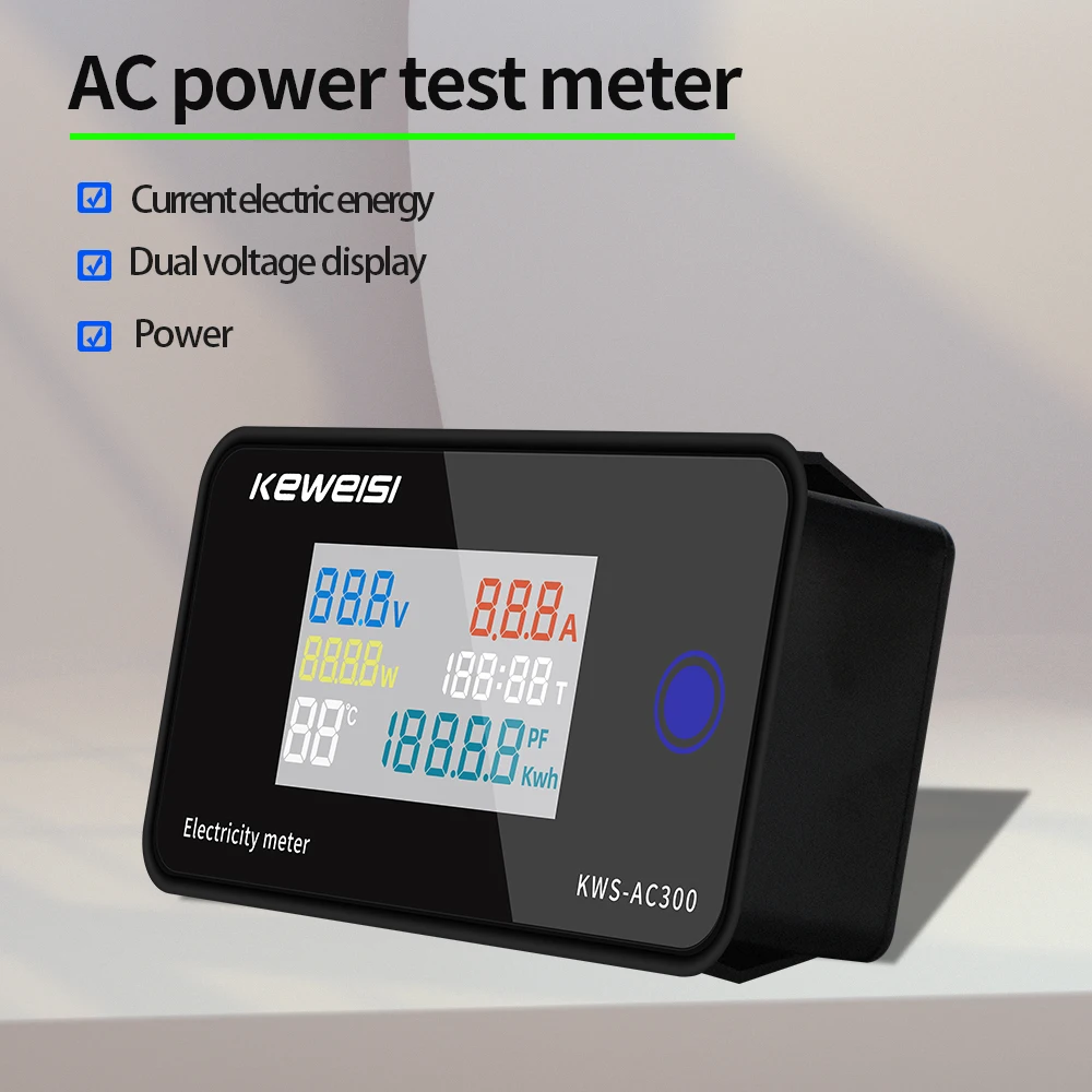 

KWS-AC300 Digital AC Voltmeter Wattmeter Power Current Energy Ammeter Temperature Humidity Meter Voltage Tester 0-100A