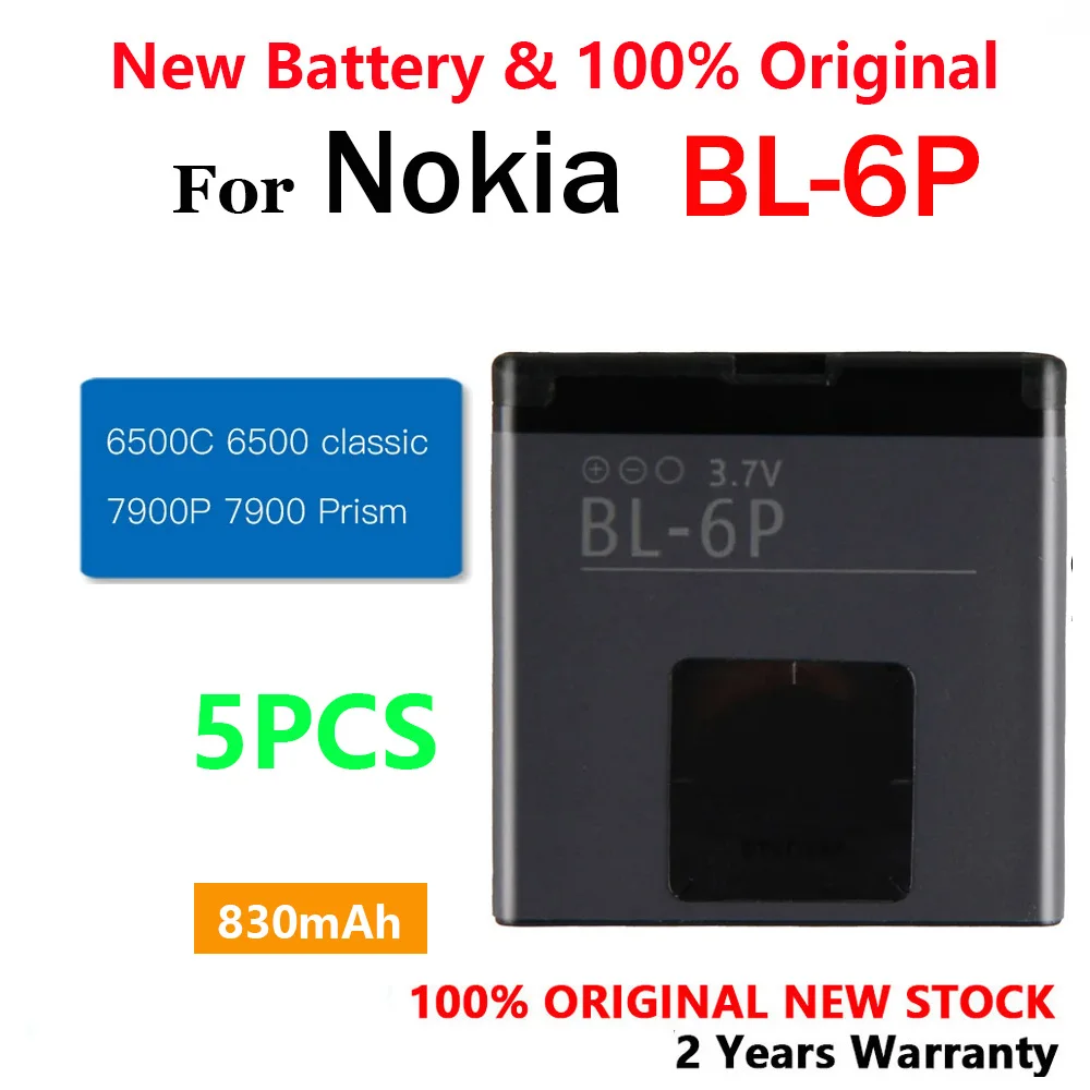 100% новый оригинальный аккумулятор BL-6P BL6P 830 мАч для Nokia 6500C 6500 Classic 7900 Prism 7900P Batteria