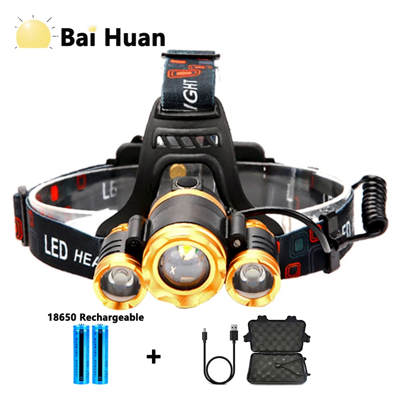 Powerful Headlamp Fishing 2023 New Items Headlight Cob Led Rechargeable Hunting18650 Night Tactical Lamps Battery  Camping