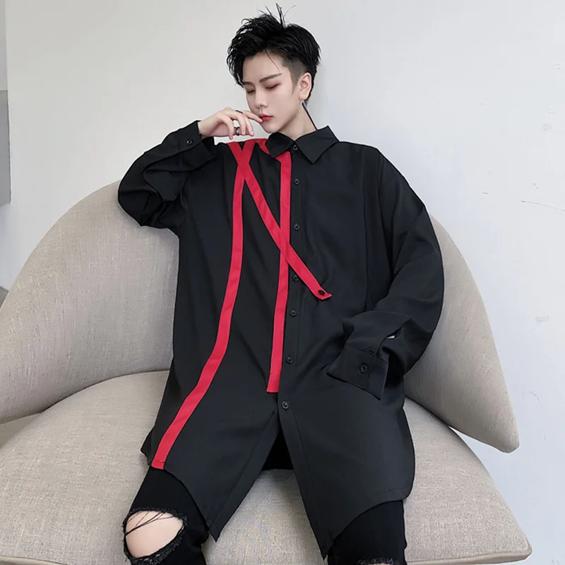 Long Sleeve Harajuku Shirt Men Japanese Fashion Trends Streetwear Top Teenage High Street Style Buttons Up Blouses Punk Clothing