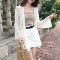 korean fashion knitted cardigan loose hollow long sleeve women sweater female cardigans womens coats sweaters outerwear x152