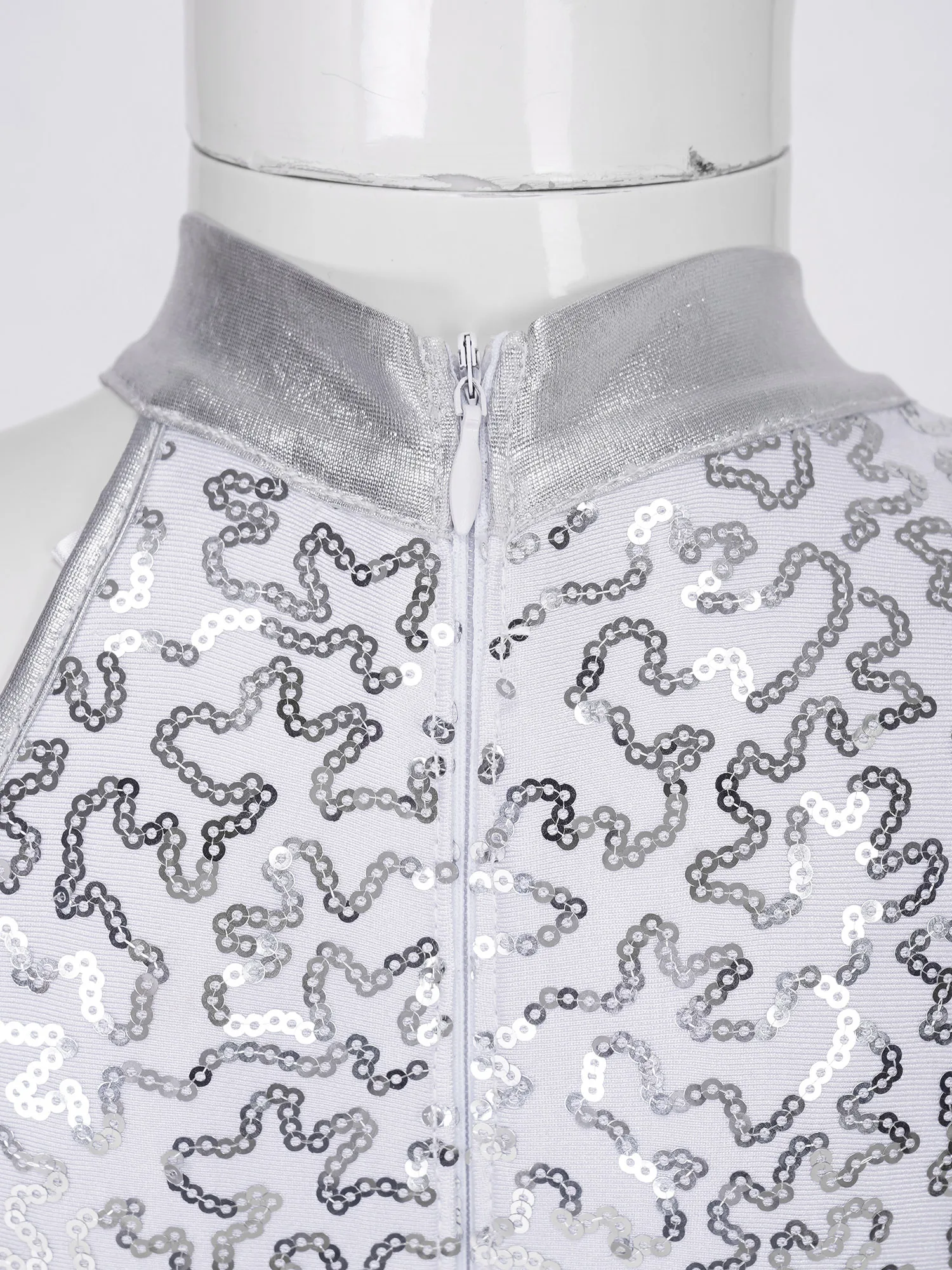 Женское балетное трико костюм для джазовых танцев блестящее боди на молнии с