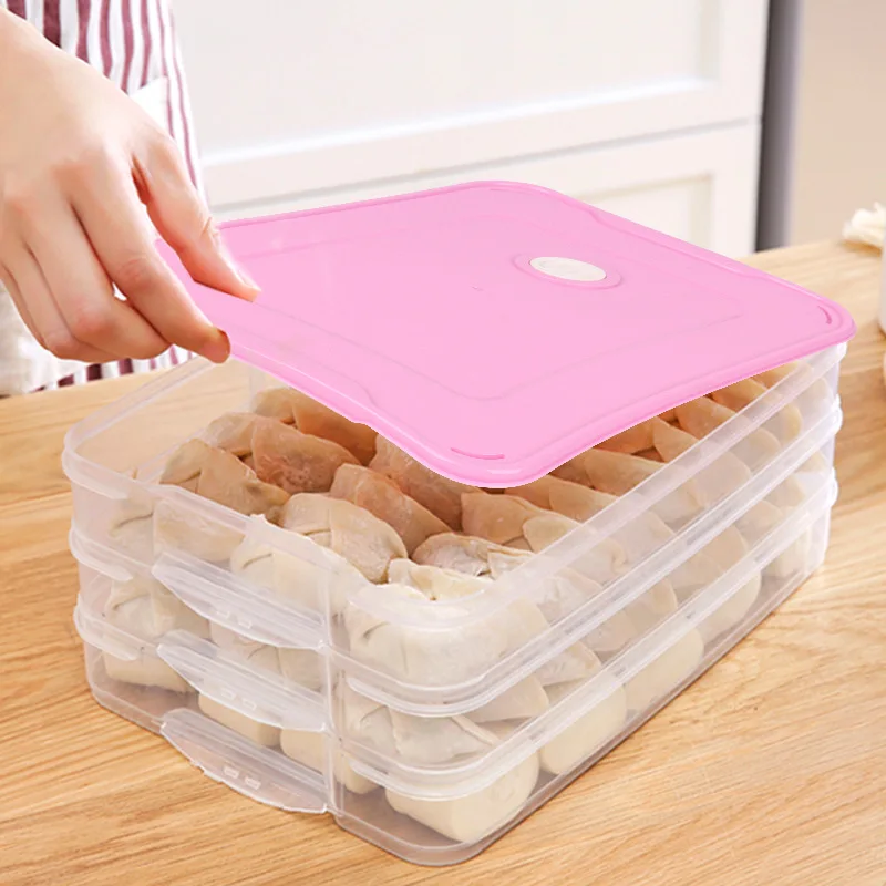 Dumpling Boxes with Lid Kitchen Storage and OrganizationTray Food Container Box to Keep Freeze Dumpling Storage Plastic Boxes