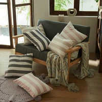 2022 cotton linen ins cushion cover pillowcase sofa geometric stripe home living room decorative plain fshion