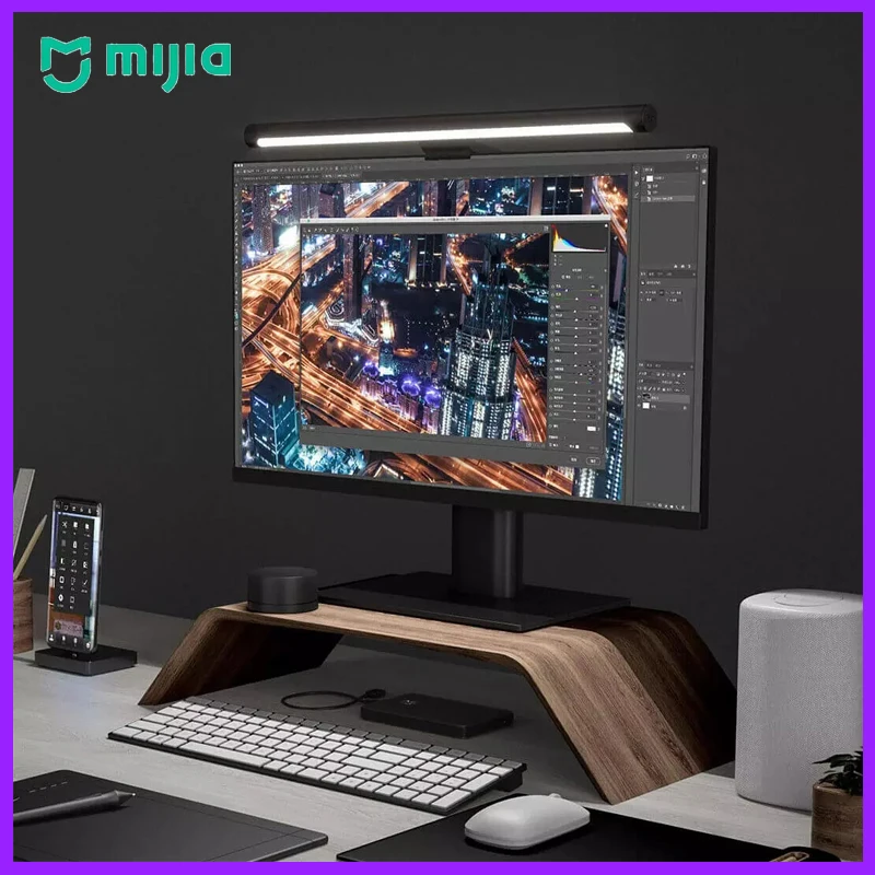 Светодиодная настольная лампа Xiaomi Mijia, складной светильник для компьютера, монитора, защиты глаз, учебы, чтения - Апрельский топ товаров с Али