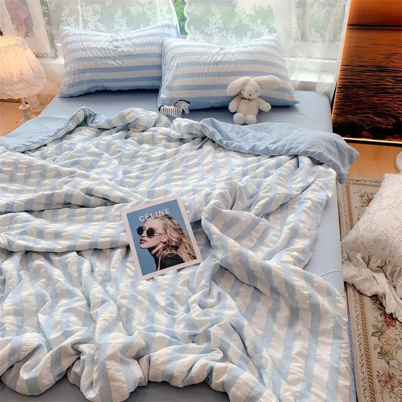 1 шт. летнее тонкое стеганое одеяло Seersucker плиссированное крутое мягкое приятное