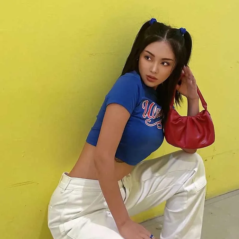 Топ женский летний Y2K детская облегающая женская футболка с графическим рисунком