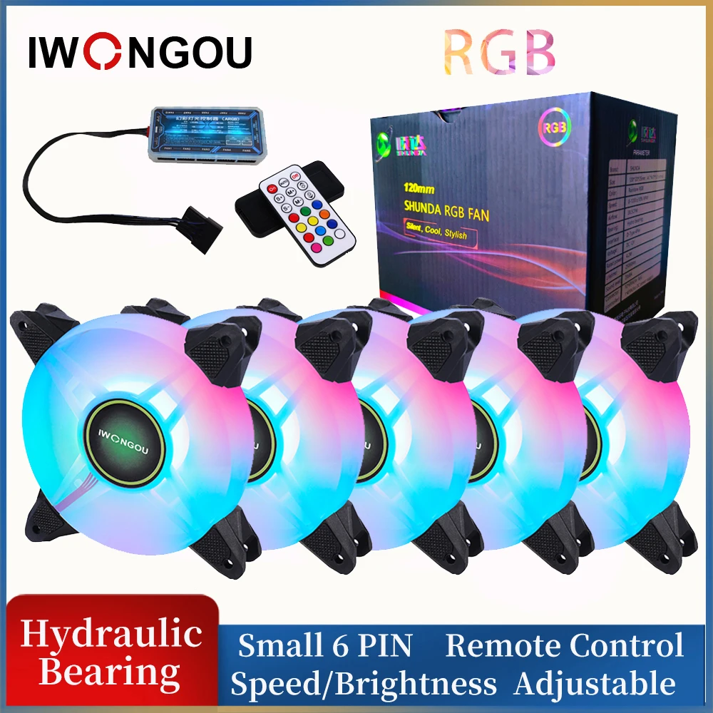 

RGB-вентилятор для ПК, 120 мм, контроллер Halo Aura Sync, 12 В, охлаждающий вентилятор ARGB, регулируемая скорость, тихий кулер, чехол-вентилятор, 6 контакт...