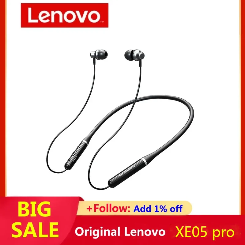 

Наушники lenovo100% Bluetooth 5,0 с магнитным шейным ободом XE05 TWS Pro, водонепроницаемые спортивные Беспроводные наушники с микрофоном 210 мАч