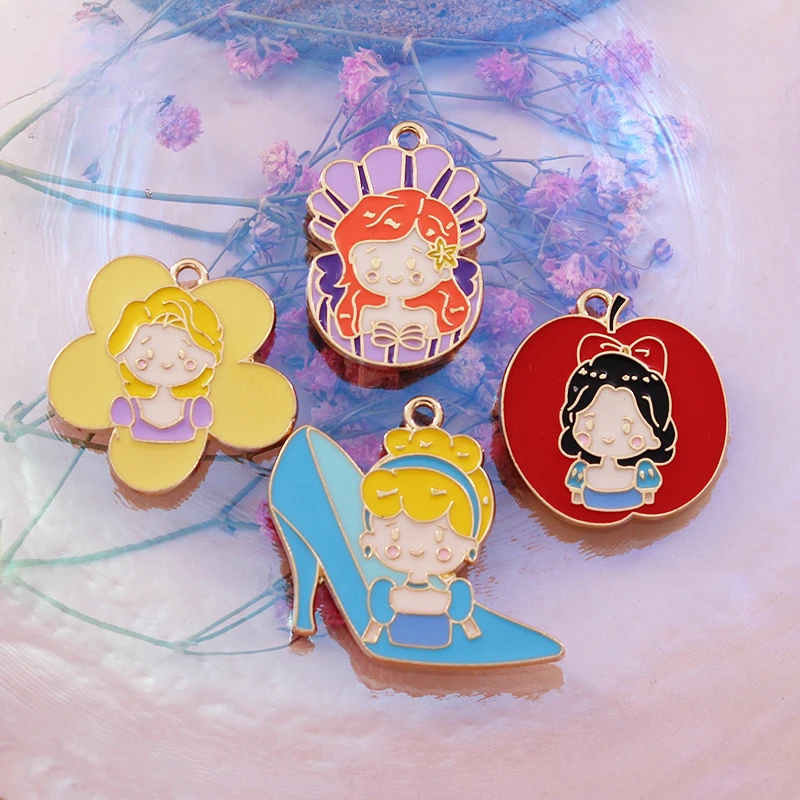 

10PCS Disney Cartoon Little Princess Series DIY Homemade Jewelry Accessories Earrings Pendant Homemade Pendant Alloy Material