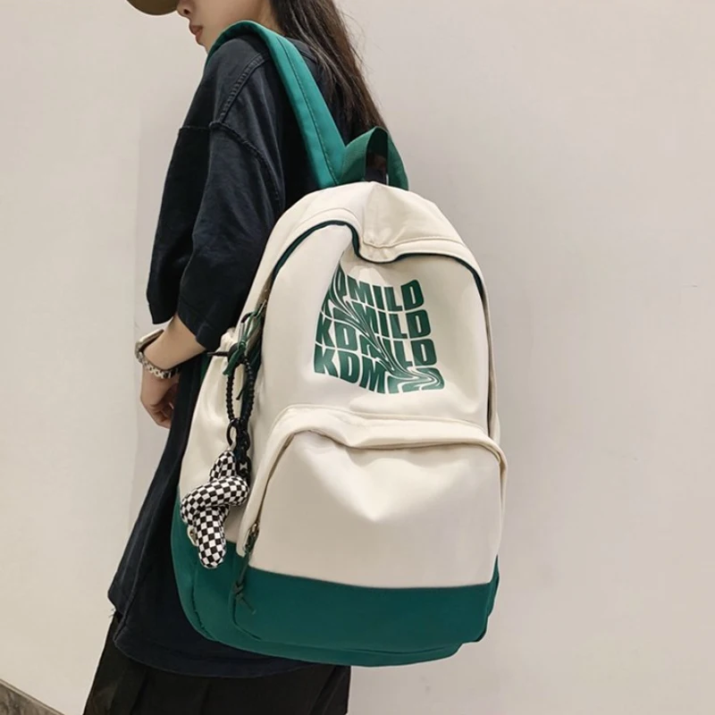 Backpack Women School Bags 2023 Laptop Letter Print High Capacity Korean Casual Cute Teenager Travel Kawaii Unisex Bookbag