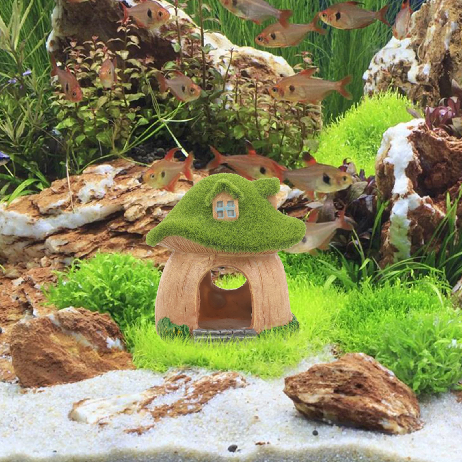 

Fish Tank Landscaping Aquarium Decor Hide Tanks Mushroom Cave Resin Betta Decorations House