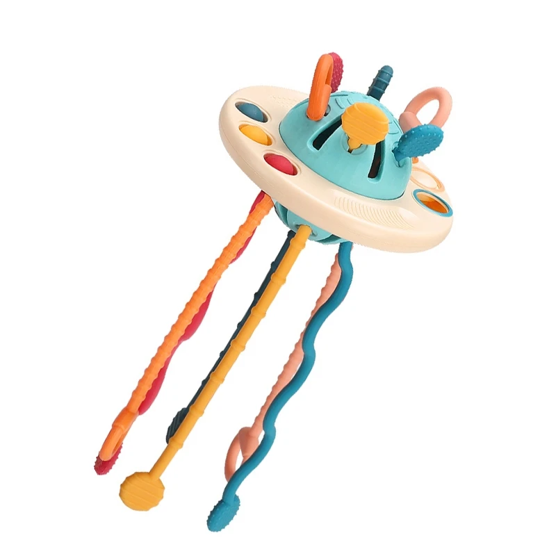 

H37A 8.27x4.72" Kids Cartoon Accompany Toys Teething Finger Massage Flying Saucer Relieve Boredom Food Grade ABS Material
