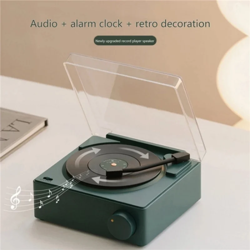 

New Retro Player Bluetooth Speaker With Fm Alarm Clock Function Vintage Gramophone Record Player Mini Novel Wireless Speaker