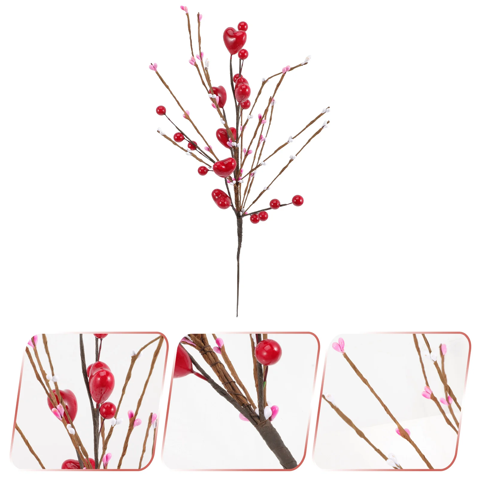 

Flower Berry Branch Artificial Picks Valentine Stems Heart Red Decoration Day Bouquet Valentines Branches Berries Wedding Faux