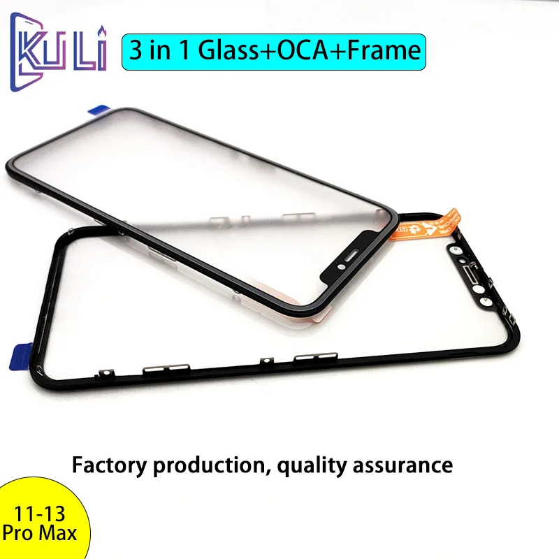

KULI Smart Phone For IPhone XS 11 12 13 Pro Max Note Glass+OCA+Frame Touch Panel Display Repair Assembly Mini Screenmonitor Part