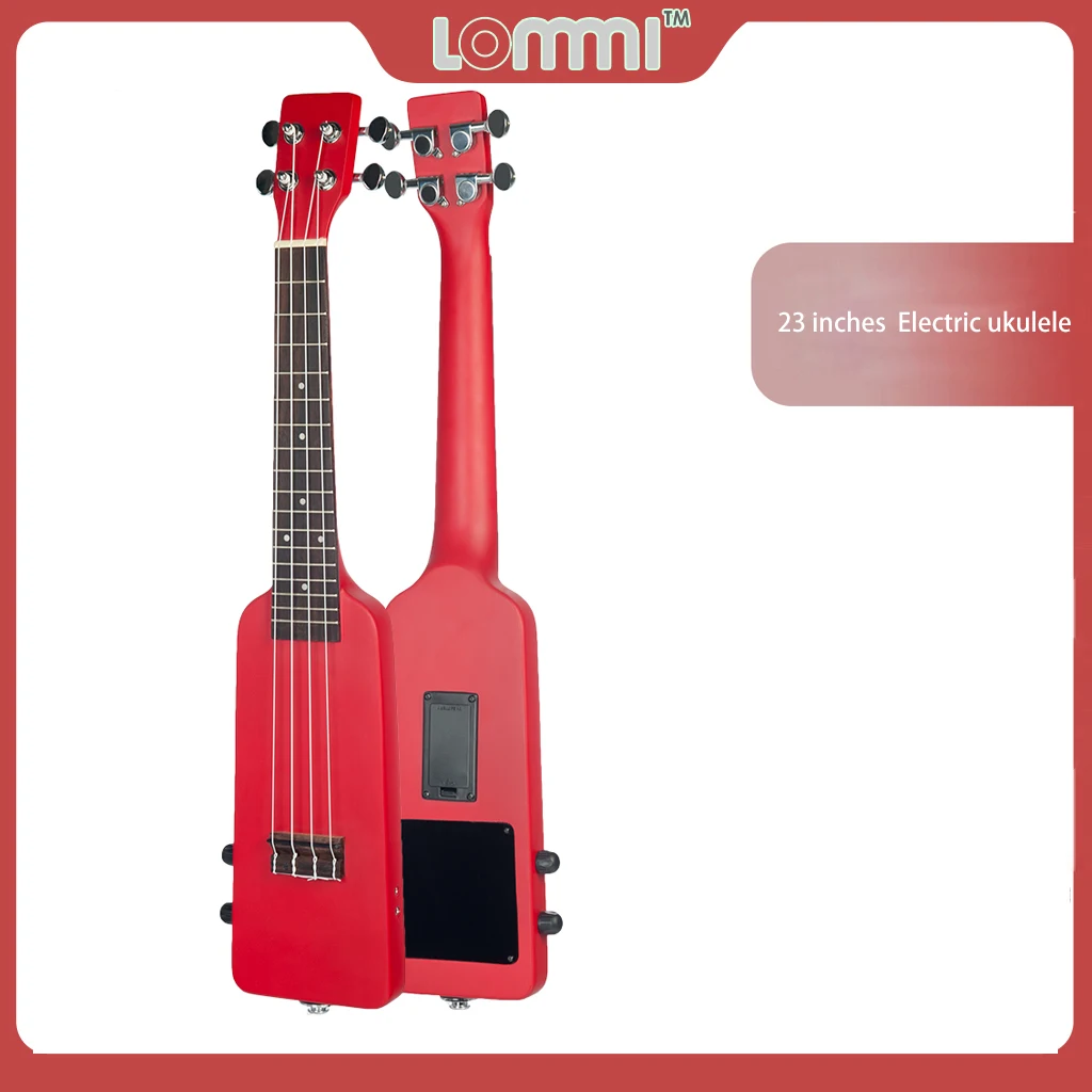 

LOMMI 23" Okoume Solid Wood Electric Ukulele Ukelele Uke Kit with Carrying Bag 3.5mm Audio Cable Ukulele Aquila Strings