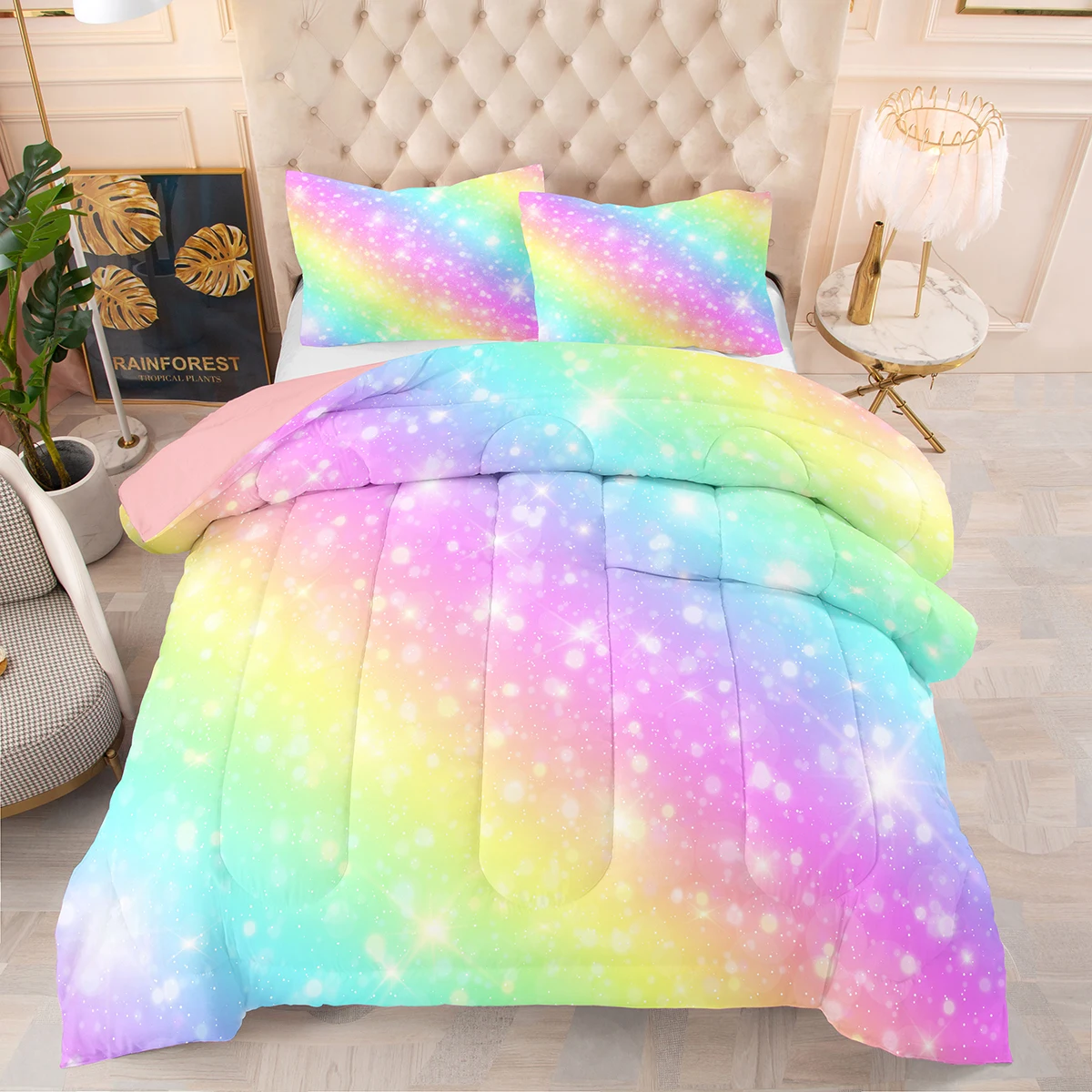 Комплект постельного белья для девочек с градиентом комплект красочного