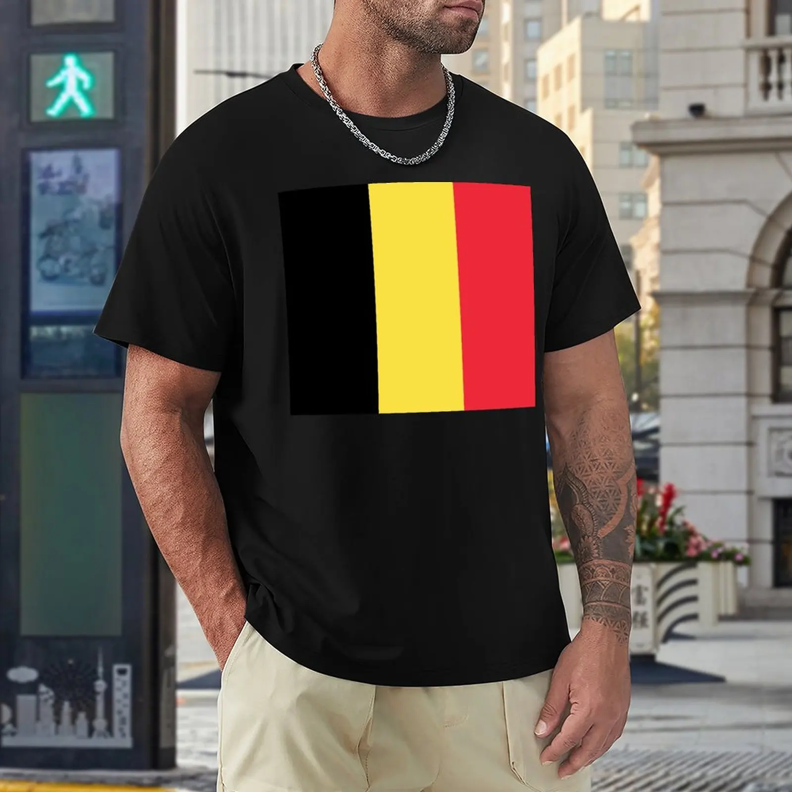 

Cute Flag of Belgium Top Tee High Quality Fitness Eur Size