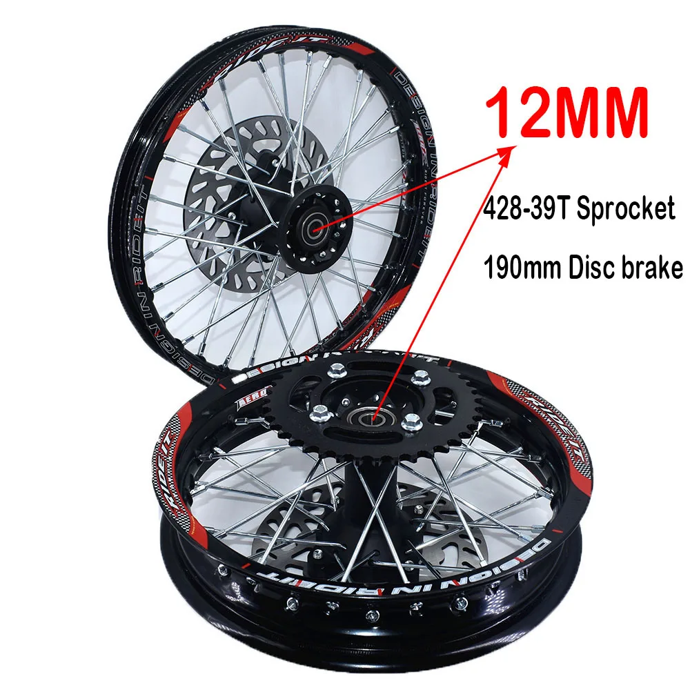 

Передние диски 1,40-14 дюймов задние 1,85-12 дюймов колесные звездочки из алюминиевого сплава дисковый тормоз для KLX CRF Kayo ESB Кроссовый питбайк мотоцикл