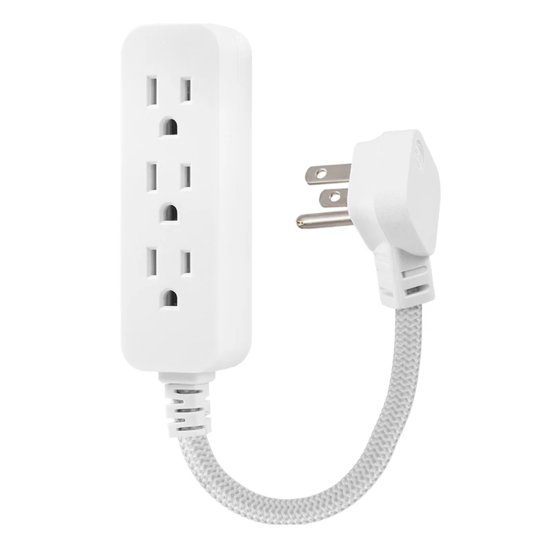 

ELECTRIC Designer 1ft. 3-Outlet Mini Cord, 10 Pack, White - 53239