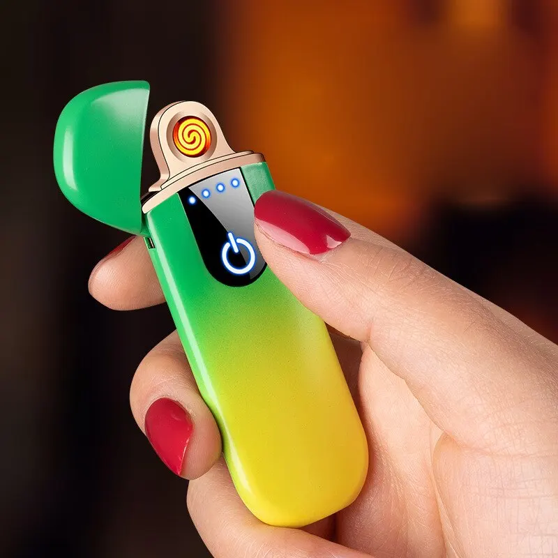 

Gradient Color Electric Tungsten Lighter Metal Windproof Digital Analog Induction Creative Lighter Unusual Cigarette Accessories