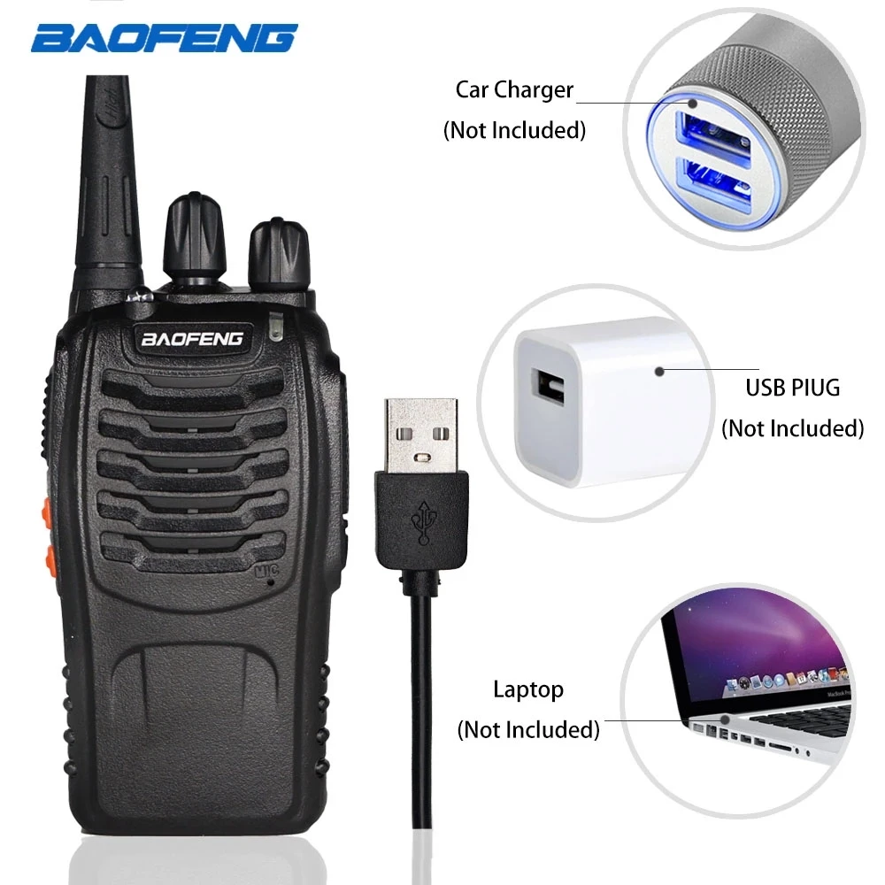 2PC Baofeng BF-888S Walkie Talkie Portable Radio Station BF888S 5W Comunicador Transmitter Transceiver Two Way Radio USB Charge
